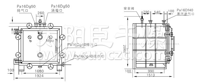 方形靜態(tài)真空干燥機結構示意圖 方形靜態(tài)真空干燥機結構示意圖